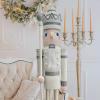 CDL 5 Feet Tall Life Size Large Christmas Wooden Nutcracker King White Glitter BK30 view 1