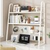 PAUANI 2 Tier Desktop Bookshelf/Bookcase - Computer Desk Bookshelf Hutch, All Metal Retractable Tabletop Kitchen Cabinet Rack, Multifunctional Storage Display Rack Storage Rack (Color : A) view 2