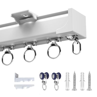 Aluminum Curtain Track Window Curtain RailsCeiling Or Wall Mounted Sliding Curtain Track System With All Accessories Room Divider Trackblack Straight Curtain Track, Shower Curtain Rail ( Color : Whi