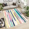 Colorful Hand Drawn Doodles Area Rugs, Blue Green Red Abstract Stripes Entrance Carpet, Living Room Carpet Foyer Bathroom Apply to Kids Room Hallways Perfect for Hardwood Floors,35ft/90 * 150cm view 2