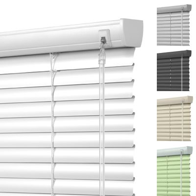 SENXIEN Cordless Mini Blinds for Windows 1" Aluminum Horizontal Venetian Blinds,Custom Size Blinds & Shades for Home Office Bathroom French Door Windows Room Darkening Blinds.White,28" W x 70" H