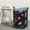 Spaceship pattern print Laundry Hamper with Handle Waterproof Collapsible Organizer Baskets Circular Dirty Clothes Organizer Basket Portable Storage Bin for Bathroom Bedroom Dorm view 1