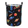 Spaceship pattern print Laundry Hamper with Handle Waterproof Collapsible Organizer Baskets Circular Dirty Clothes Organizer Basket Portable Storage Bin for Bathroom Bedroom Dorm view 2
