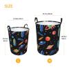 Spaceship pattern print Laundry Hamper with Handle Waterproof Collapsible Organizer Baskets Circular Dirty Clothes Organizer Basket Portable Storage Bin for Bathroom Bedroom Dorm view 3