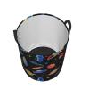 Spaceship pattern print Laundry Hamper with Handle Waterproof Collapsible Organizer Baskets Circular Dirty Clothes Organizer Basket Portable Storage Bin for Bathroom Bedroom Dorm view 4