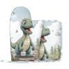 Dinosaur Walking Oven Mitts and Pot Holders 2 PCS for Kitchen Heat Resistant Non Slip Oven Gloves Hot Pads Funny Oven Mitt Potholder with Hanging Loop for Cooking Grilling Baking BBQ Kitchen Decor view 1