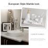 Ceramic Bathroom Accessory Set, Marble Look Modern Design Bath Countertop Sets Lotion Dispenser, Soap Dish, Tumbler, Toothbrush Holder, Hygienic Paper Box, Tray (Gold B) view 3