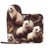 Hairy Ferret Oven Mitts and Pot Holders 2 PCS for Kitchen Heat Resistant Non Slip Oven Gloves Hot Pads Funny Oven Mitt Potholder with Hanging Loop for Cooking Grilling Baking BBQ Kitchen Decor view 1