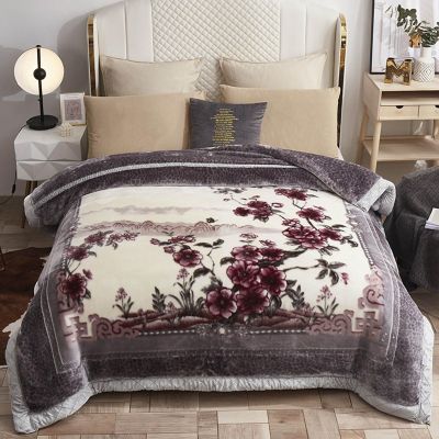 Wemune Korean Blanket Heavy Winter Fleece Plush Blanket King Size,Korean Mink Blanket, Silky Soft and Warm, 2 Ply Reversible Raschel Bed Blanket,11,71"x87"