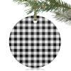 2024 Christmas Ornament Xmas Tree Hanging Accessories,Black Checker Country Style Christmas Tree Round Ceramic Ornaments for Holiday Party Home Decor,Modern Simple Grid Geometry view 1
