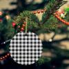 2024 Christmas Ornament Xmas Tree Hanging Accessories,Black Checker Country Style Christmas Tree Round Ceramic Ornaments for Holiday Party Home Decor,Modern Simple Grid Geometry view 2