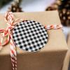 2024 Christmas Ornament Xmas Tree Hanging Accessories,Black Checker Country Style Christmas Tree Round Ceramic Ornaments for Holiday Party Home Decor,Modern Simple Grid Geometry view 3