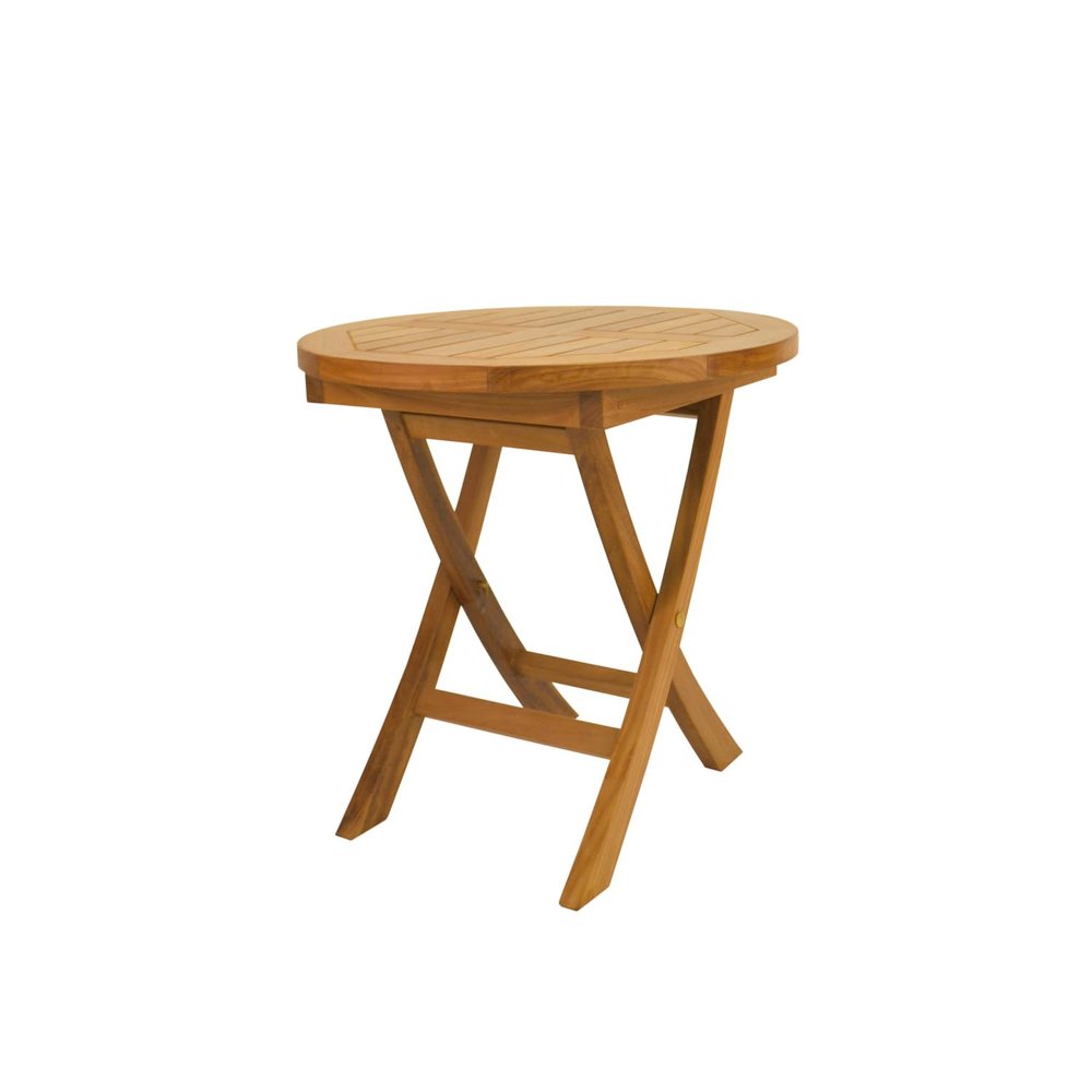 Maykoosh Folding Round Side Table - Portable Teak Table for Patio Garden Balcony - 20 Inch Mini Table