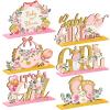 6 Pcs Floral Baby Shower Table Decoration Baby in Bloom Wooden Centerpiece It's a Girl Gender Reveal Table Display with Letters Pink Rose Gold Flower Decor for Girl Birthday Spring Party Nursery Decor view 1