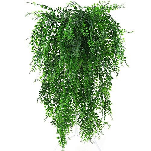 Mokylor Artificial Hanging Plants, Fake Green Leave Hanging Plants Fake Greenery Plants Faux Eucalyptus Vine Faux Foliage Greenery Decor for Living Room, Kitchen, Balcony, Garden(Green)