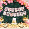 Fangleland Pink Leopard Printed Photo Banners - 1st Cheetah Themed Birthday Party Decorations, First Bday Party Baby Shower Favors for Newborn to 12 Months Girls view 4