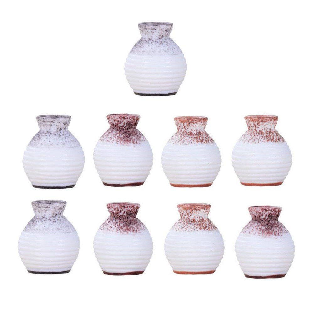 NOLITOY 9pcs Mini Vase Ornaments, Vase Model Small Bud Vases for DIY Miniature Furniture Decoration Office Desk Resin Crafts