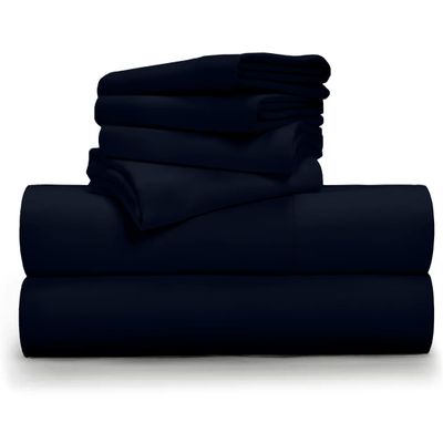 EXTRA 24" DEEP POCKET, Real 1000-Thread-Count, 100% Giza Cotton My, 6 PC Sheet Set [1 Fitted, 1 Flat, 4 Pillowcases] |Twin-XL Size, Navy Blue Color| 1000TC Giza Long Staple Cotton, Soft Sateen