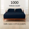 EXTRA 24" DEEP POCKET, Real 1000-Thread-Count, 100% Giza Cotton My, 6 PC Sheet Set [1 Fitted, 1 Flat, 4 Pillowcases] |Twin-XL Size, Navy Blue Color| 1000TC Giza Long Staple Cotton, Soft Sateen view 2