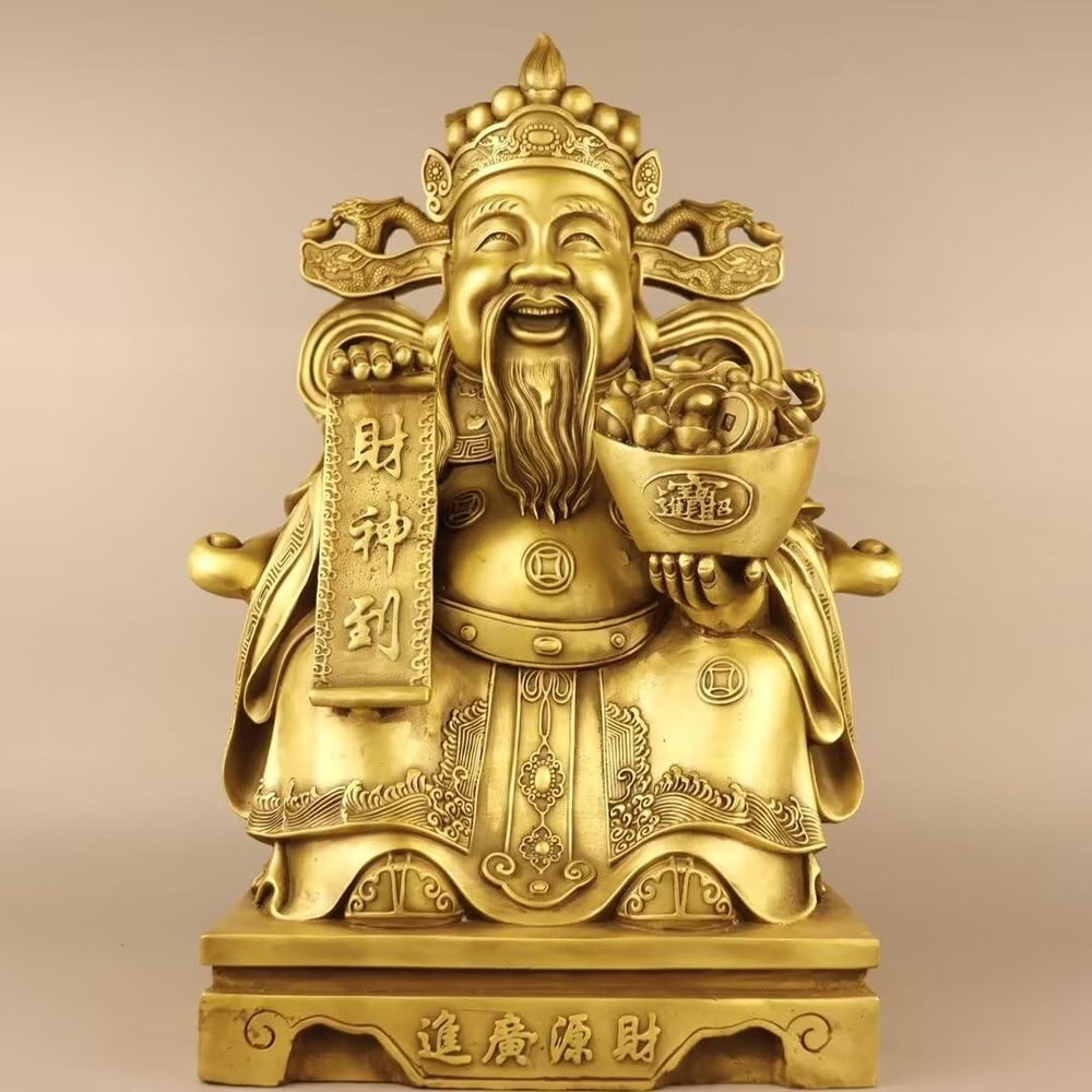 ZHONNA The God of Wealth, Made of Brass, worships Bronze Statues at Home, Buddha Statues of attracting Wealth and Treasures, and The God of Literature and Wealth,, 35*24*48.5cm15kg