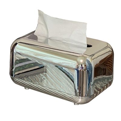 Tyenaza Vintage Tissue Box Cover - Stylish Silver Facial Paper Organizer for Home Office Living Room - Large Capacity Tissue Box Holder