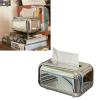 Tyenaza Vintage Tissue Box Cover - Stylish Silver Facial Paper Organizer for Home Office Living Room - Large Capacity Tissue Box Holder view 2