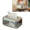 Tyenaza Vintage Tissue Box Cover - Stylish Silver Facial Paper Organizer for Home Office Living Room - Large Capacity Tissue Box Holder view 3