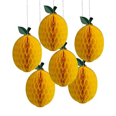 Fun Express Lemon-Shaped Honeycomb Ceiling Decorations - 6 Pc