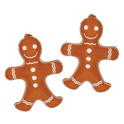 Beistle 2 Piece 24" x 18" Hanging Inflatable Gingerbread Men for Christmas Decorations, Indoor Outdoor Blow Up Holiday Decor