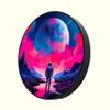 Astronaut and Moon Pop Art Vaporwave Aesthetic Artwork Space LED Wall Decor Contemporary Art Lighted Wall Art Galaxy Art view 1