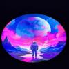 Astronaut and Moon Pop Art Vaporwave Aesthetic Artwork Space LED Wall Decor Contemporary Art Lighted Wall Art Galaxy Art view 4
