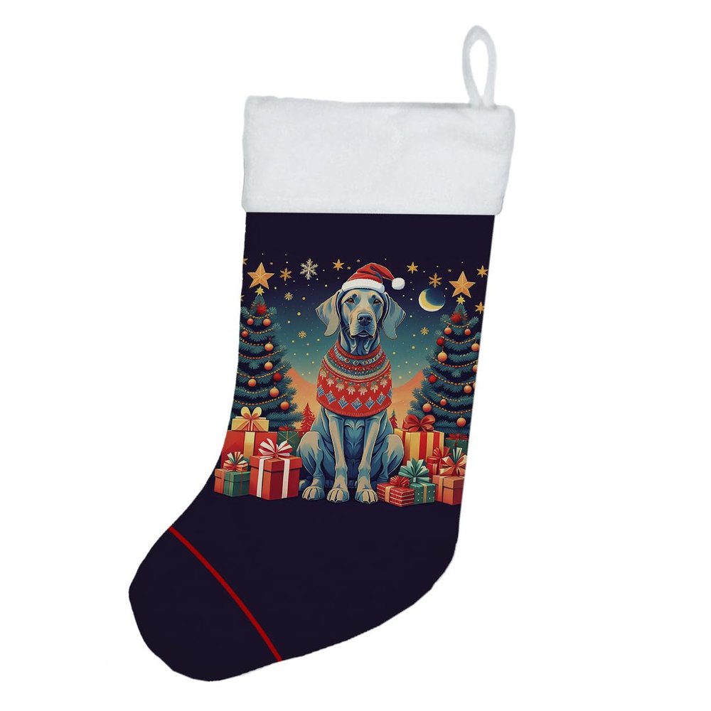 Caroline's Treasures DAC1163CS Weimaraner Christmas Christmas Stocking Fireplace Hanging Stockings Christmas Season Party Decor Family Holiday Decorations