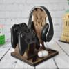 Wooden Headphone and Controller Stand, Personalized Gift, Headset Stand, Headphone and Gaming Controller Holder, Christmas Gift for Gamers view 3