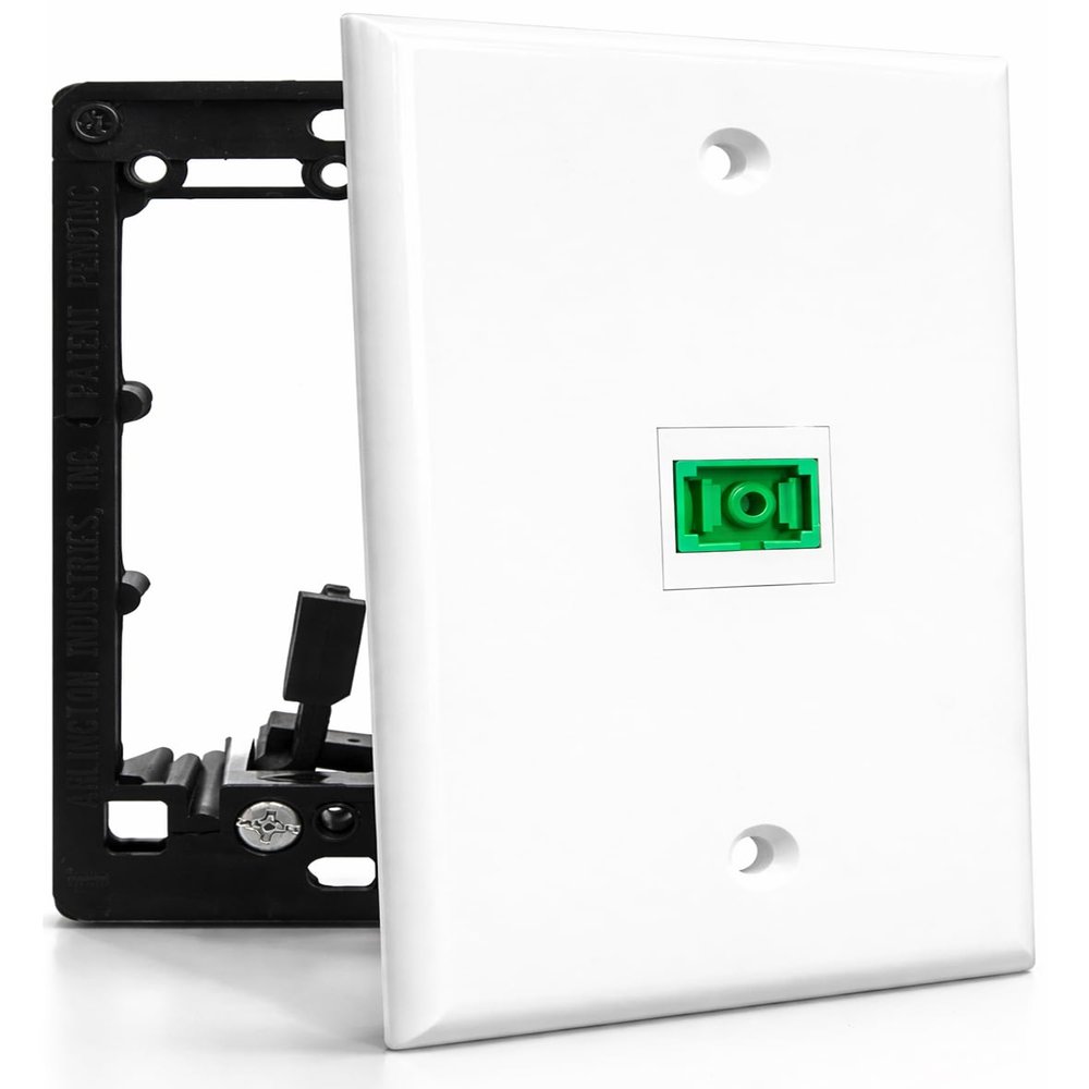 DIYTECH 1 Port SC/APC Fiber Optic Wall Plate with Mounting Bracket - White