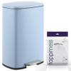 happimess HPM1006H Connor Rectangular 13-Gallon Trash Can with Soft-Close Lid and Free Mini Trash Can, Fingerprint Resistant, Modern, Minimalistic for Home, Kitchen, Office, Bathroom, Tide Pool Blue view 1