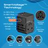 Ceptics 70W World International Travel Plug Adapter - Powerful GaN Tech with Pd & QC 3.0 Dual 3X USB-C Power - 2 USB Ports Wall Charger Type I C G A Outlets 110V 220V A/C - EU Euro US UK (70-KU) view 3