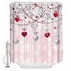 Valentine's Day Shower Curtain for Bathroom 48" x 72", Love Grey Red Love Heart Eucalyptus Leaf Pink Shower Curtain with Hooks Polyester Waterproof Home Bathtub Decor view 1