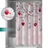 Valentine's Day Shower Curtain for Bathroom 48" x 72", Love Grey Red Love Heart Eucalyptus Leaf Pink Shower Curtain with Hooks Polyester Waterproof Home Bathtub Decor view 3
