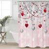 Valentine's Day Shower Curtain for Bathroom 48" x 72", Love Grey Red Love Heart Eucalyptus Leaf Pink Shower Curtain with Hooks Polyester Waterproof Home Bathtub Decor view 4