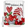 Happy Valentine's Day Shower Curtain for Bathroom 48" x 72", Love Heart Trees Red Gnome White Shower Curtain with Hooks Polyester Waterproof Home Bathtub Decor view 1