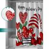 Happy Valentine's Day Shower Curtain for Bathroom 48" x 72", Love Heart Trees Red Gnome White Shower Curtain with Hooks Polyester Waterproof Home Bathtub Decor view 3
