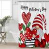 Happy Valentine's Day Shower Curtain for Bathroom 48" x 72", Love Heart Trees Red Gnome White Shower Curtain with Hooks Polyester Waterproof Home Bathtub Decor view 4