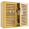 HITNET Bathroom Wall Cabinet, Medicine Cabinet Over the Toilet, Bamboo Hanging Storage Organizer with 2 Doors and Adjustable Shelf for Kitchen, Living Room, Natural view 1