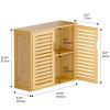 HITNET Bathroom Wall Cabinet, Medicine Cabinet Over the Toilet, Bamboo Hanging Storage Organizer with 2 Doors and Adjustable Shelf for Kitchen, Living Room, Natural view 3