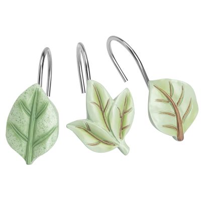 Gibelle Leaves Shower Curtain Hooks Set of 12, Bathroom Curtain 72" W x 72" L