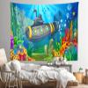 CORFOTO 180x98 Inch Cartoon Submarine Tapestry Wall Hanging Underwater World Algae, Corals, Sponges and Fish Undersea Scenery Background for Living Room Bedroom Dorm Wall Hanging Decor view 3