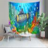 CORFOTO 180x98 Inch Cartoon Submarine Tapestry Wall Hanging Underwater World Algae, Corals, Sponges and Fish Undersea Scenery Background for Living Room Bedroom Dorm Wall Hanging Decor view 4