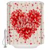 Hello Valentine's Day Shower Curtain for Bathroom 60" x 72", Romantic Love Heart Linen Texture Shower Curtain with Hooks Polyester Waterproof Home Bathtub Decor view 1