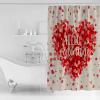 Hello Valentine's Day Shower Curtain for Bathroom 60" x 72", Romantic Love Heart Linen Texture Shower Curtain with Hooks Polyester Waterproof Home Bathtub Decor view 2