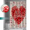 Hello Valentine's Day Shower Curtain for Bathroom 60" x 72", Romantic Love Heart Linen Texture Shower Curtain with Hooks Polyester Waterproof Home Bathtub Decor view 3